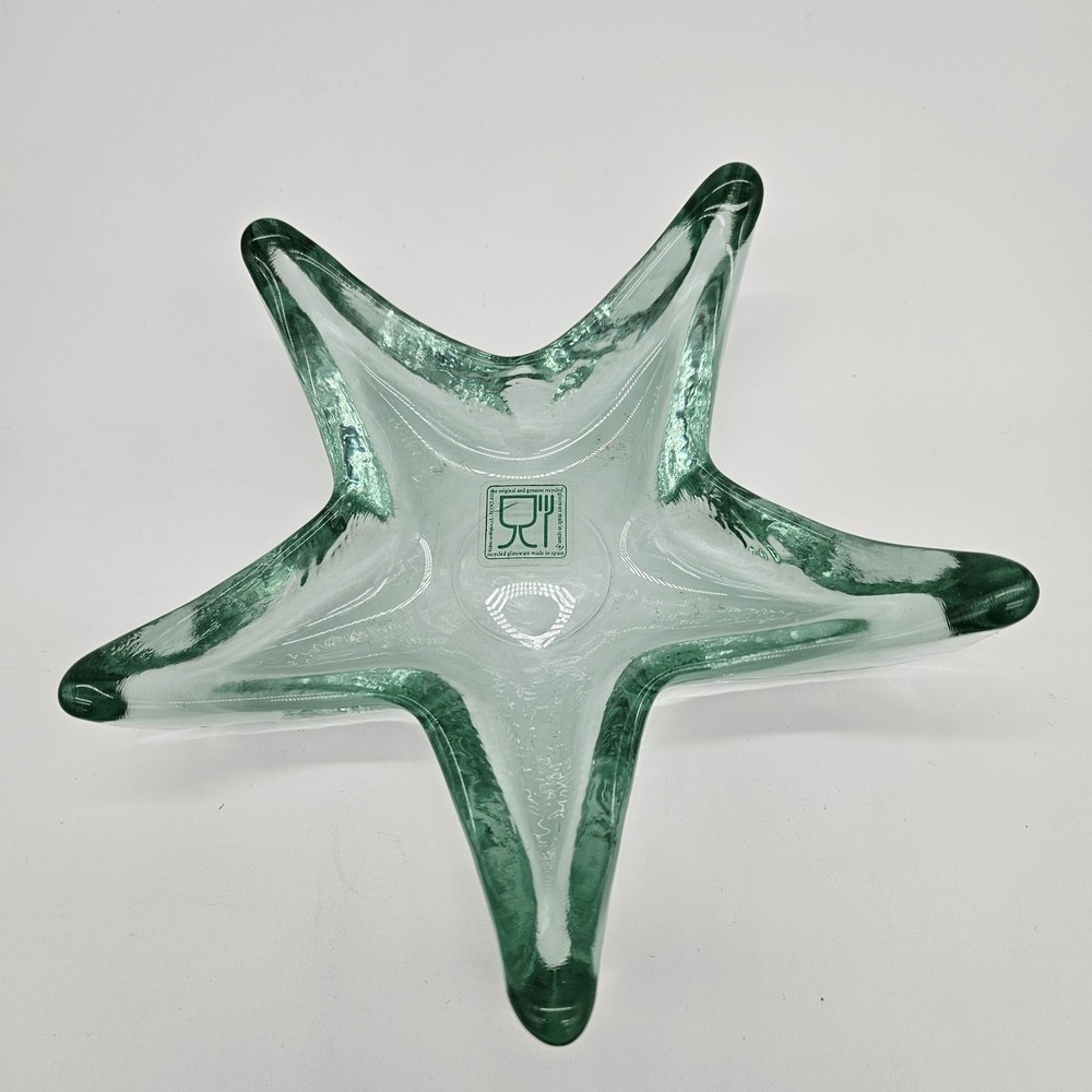Eco Glass Recycled Green Glass Starfish Trinket Or Candy Dish Vintage